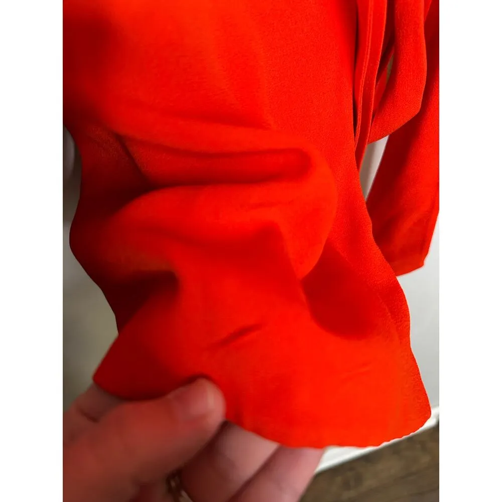 BOSS Burnt Orange Long Sleeve Tie Waist Oversized Blazer Jacket Size US 6 Red - Image 12