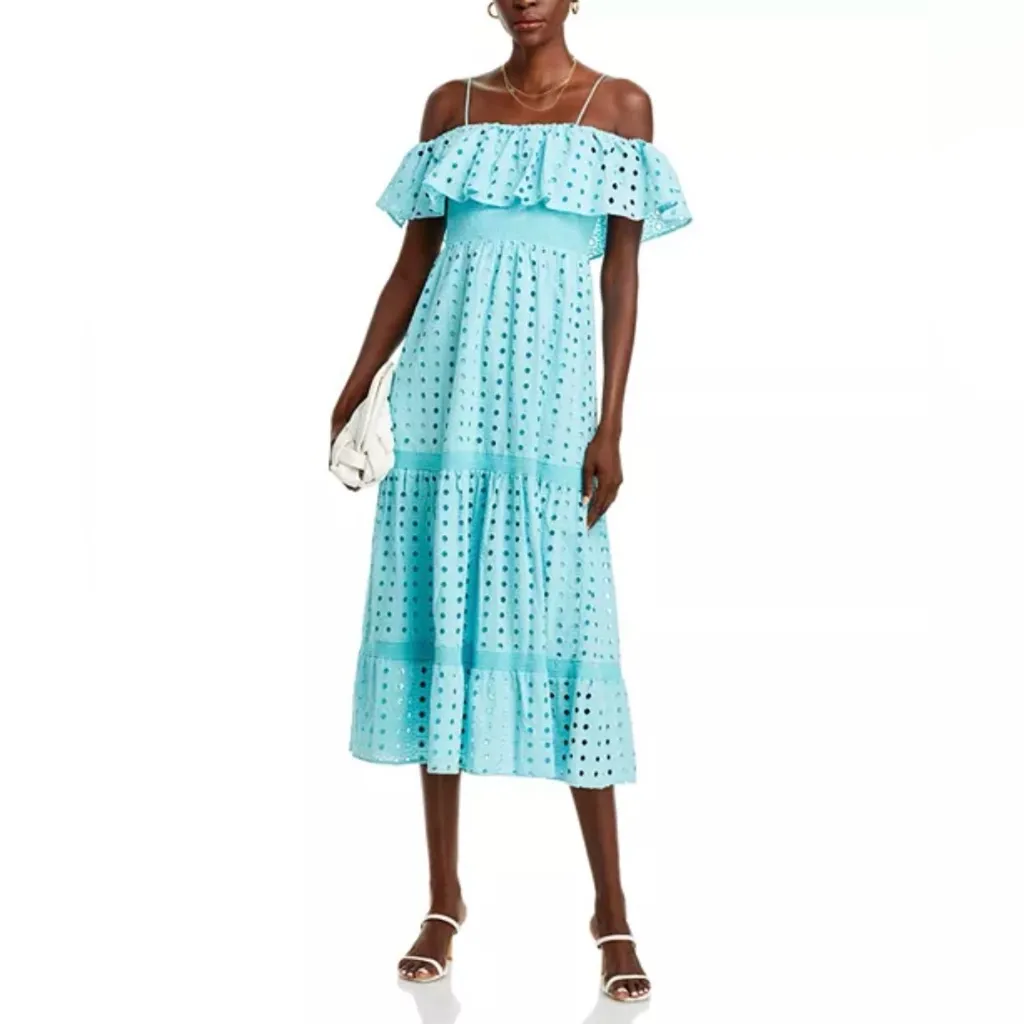 T-Tahari Eyelet Maxi Dress in Blue Haze, Size XS, NEW - Image 12