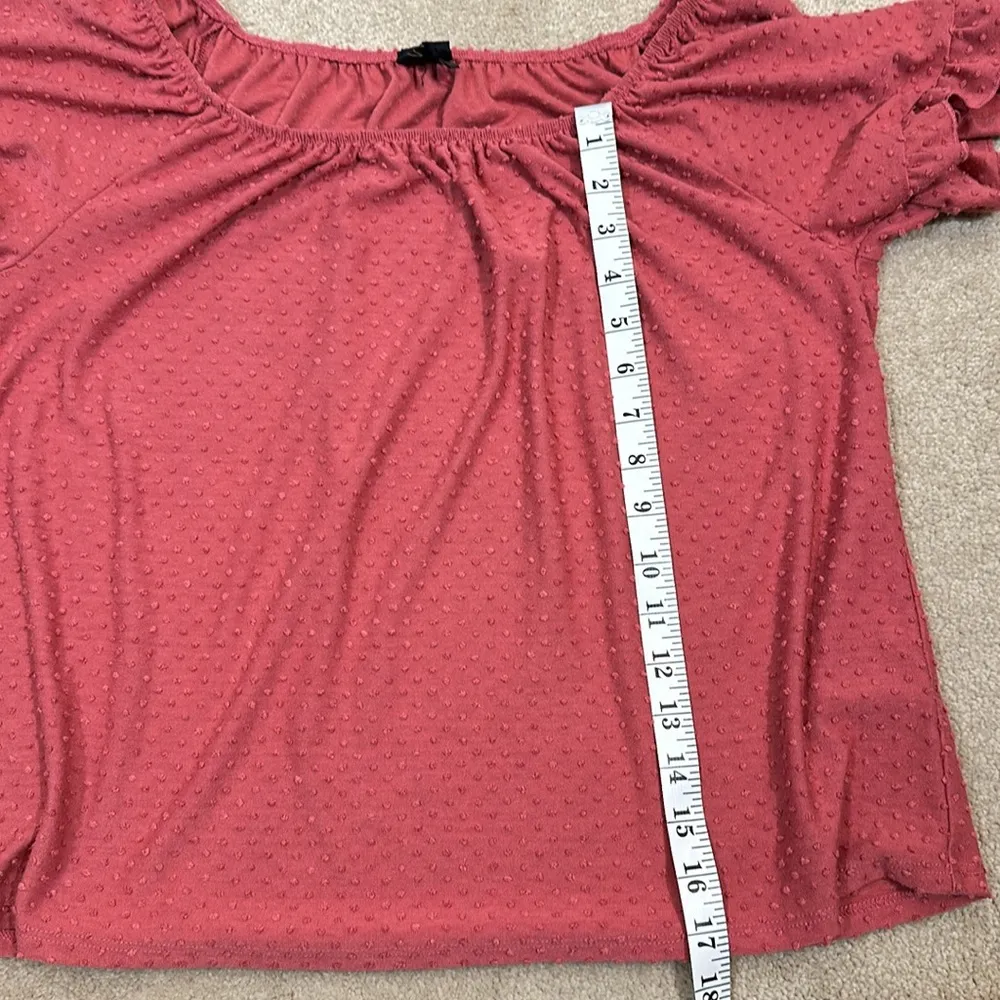 W5 Dusty Rose Swiss Dot Off the Shoulder Flutter Sleeve Shortsleeve Women Small - Image 3
