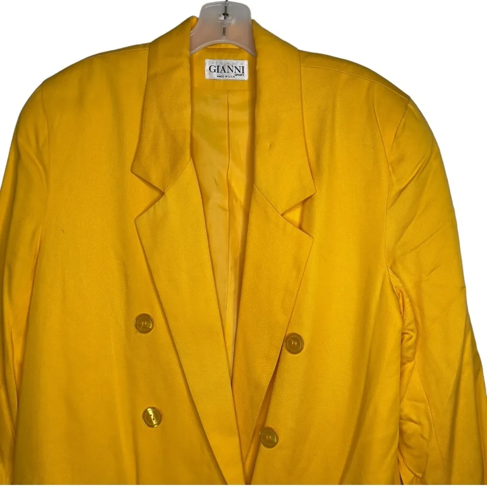 Vintage Gianni Sport Yellow Blazer‎ Size 14 - Image 2