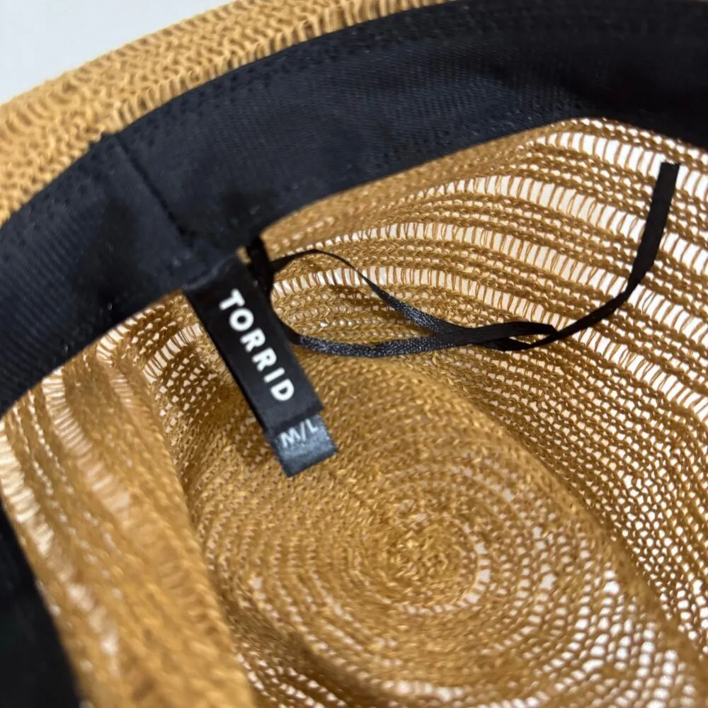 Torrid Brown & Black Fedora Panama Sun Hat Size M/L - Image 3