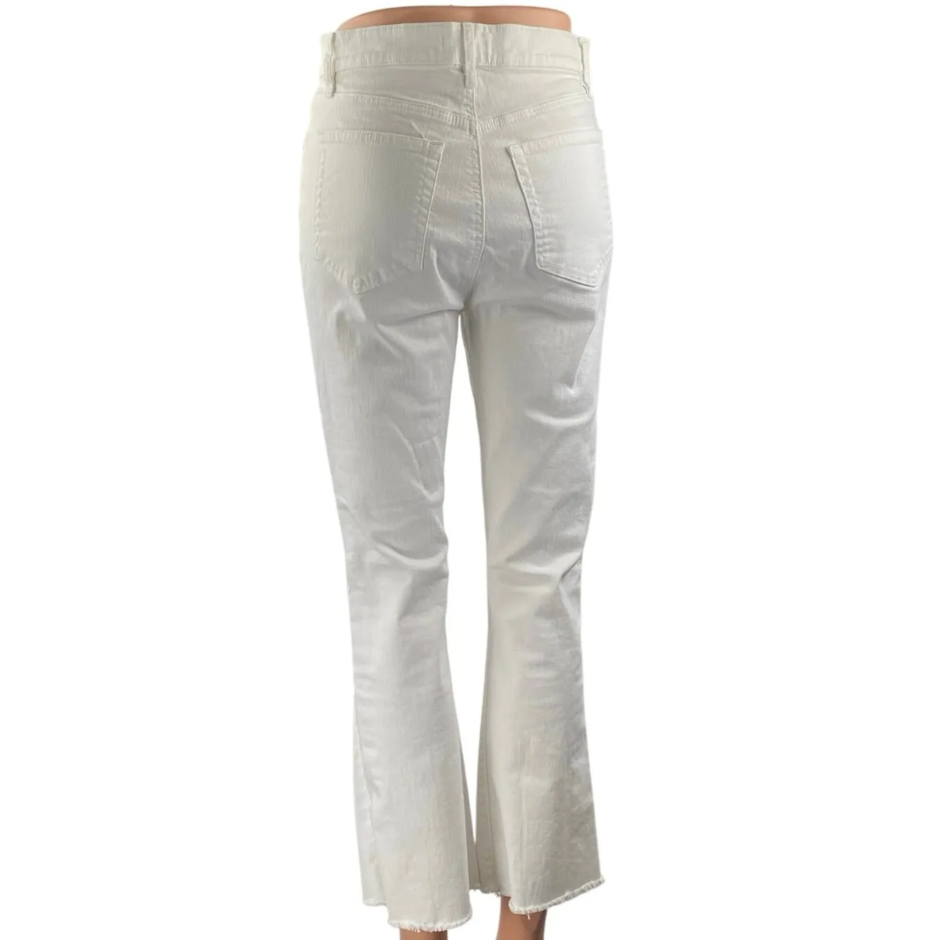 Ann Taylor LOFT Womens White High Rise Flare Bootcut Cropped Denim Jeans Size 26 - Image 3