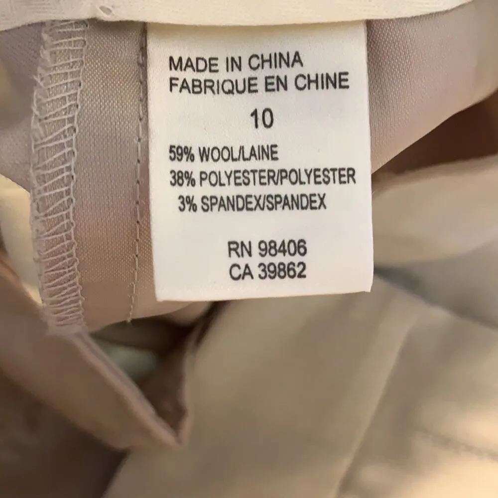 Theory Wool Blend Mark B Palisade Light Oat Wide Leg Trousers - Image 6