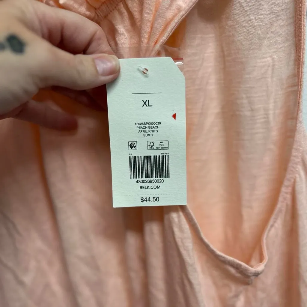 Wonderly NWT Peach Sleeveless Ruffled Blouse - Image 4