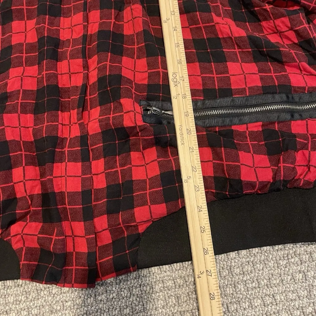 Torrid Jacket Womens 4X Plus Reversible Bomber Red Black Plaid Full Zip Pockets - Image 6