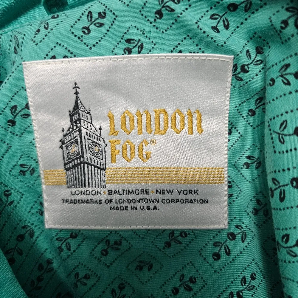 Vintage London Fog 80s Aqua Belted Trench Coat Size 10p - Image 5