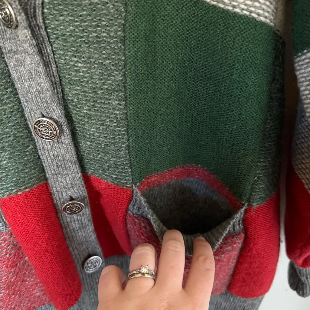 Vintage Susan Bristol Wool Patchwork Embroidered Cardigan Sweater Medium - Image 5