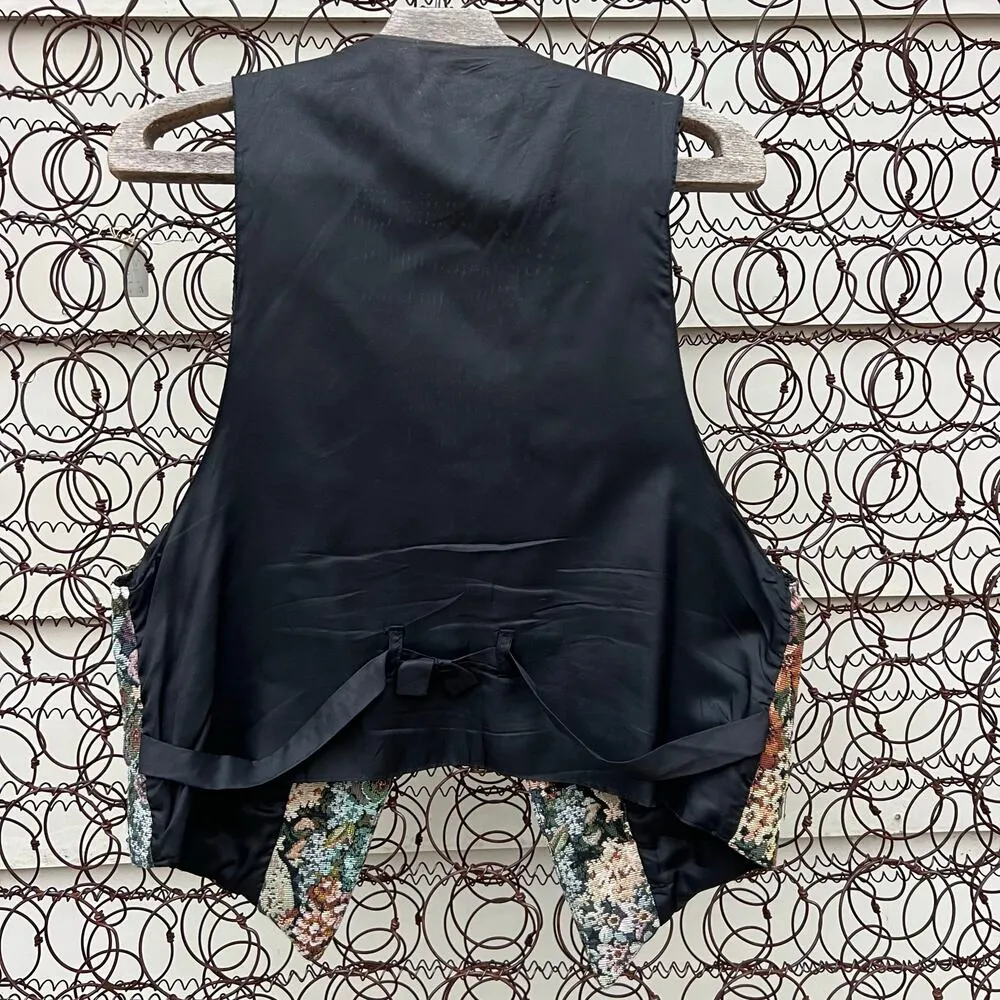 Vintage 90s Floral Tapestry Dress Vest Cottagecore Grannycore MEDIUM - Image 6