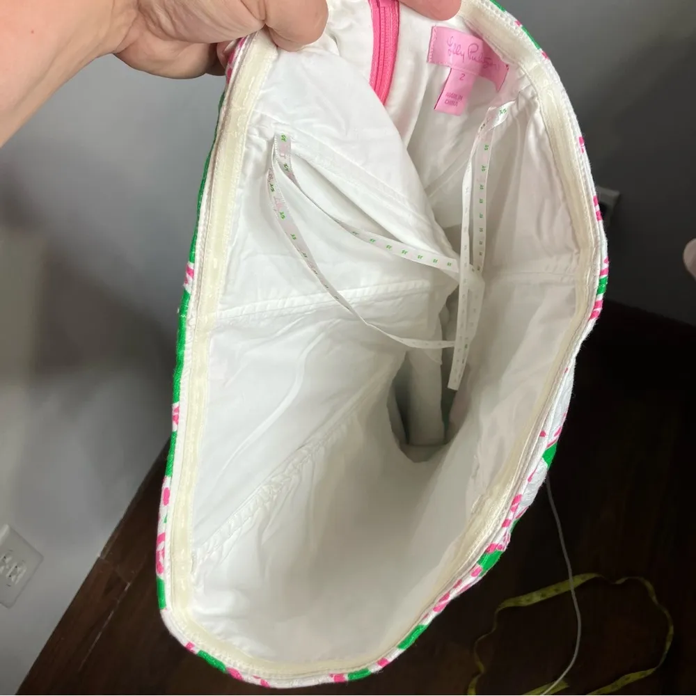 Lilly Pulitzer strapless lily print dress green‎ pink white womens size 2 - Image 8