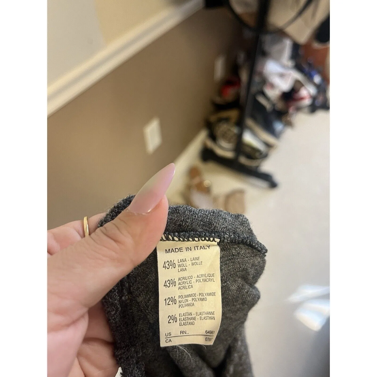 Benetton long sweater dress Womens M Gray Knit wool blend Crew‎ Neck Cozy Prep - Image 5