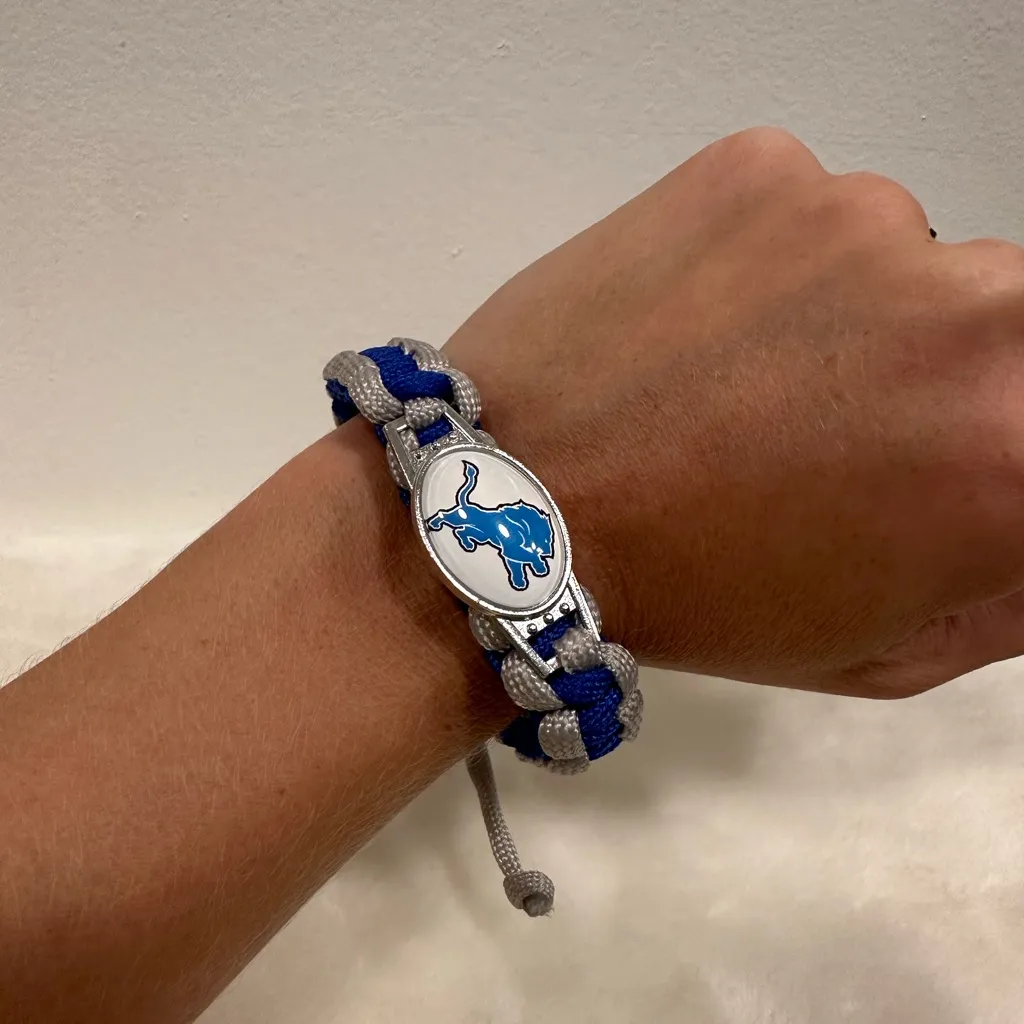 Detroit lions Blue and Gray Sports Team friendship Bracelet - Image 2