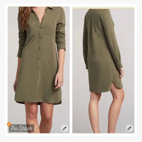 Faherty Knit Seasons Dress Olive Size M - Image 2
