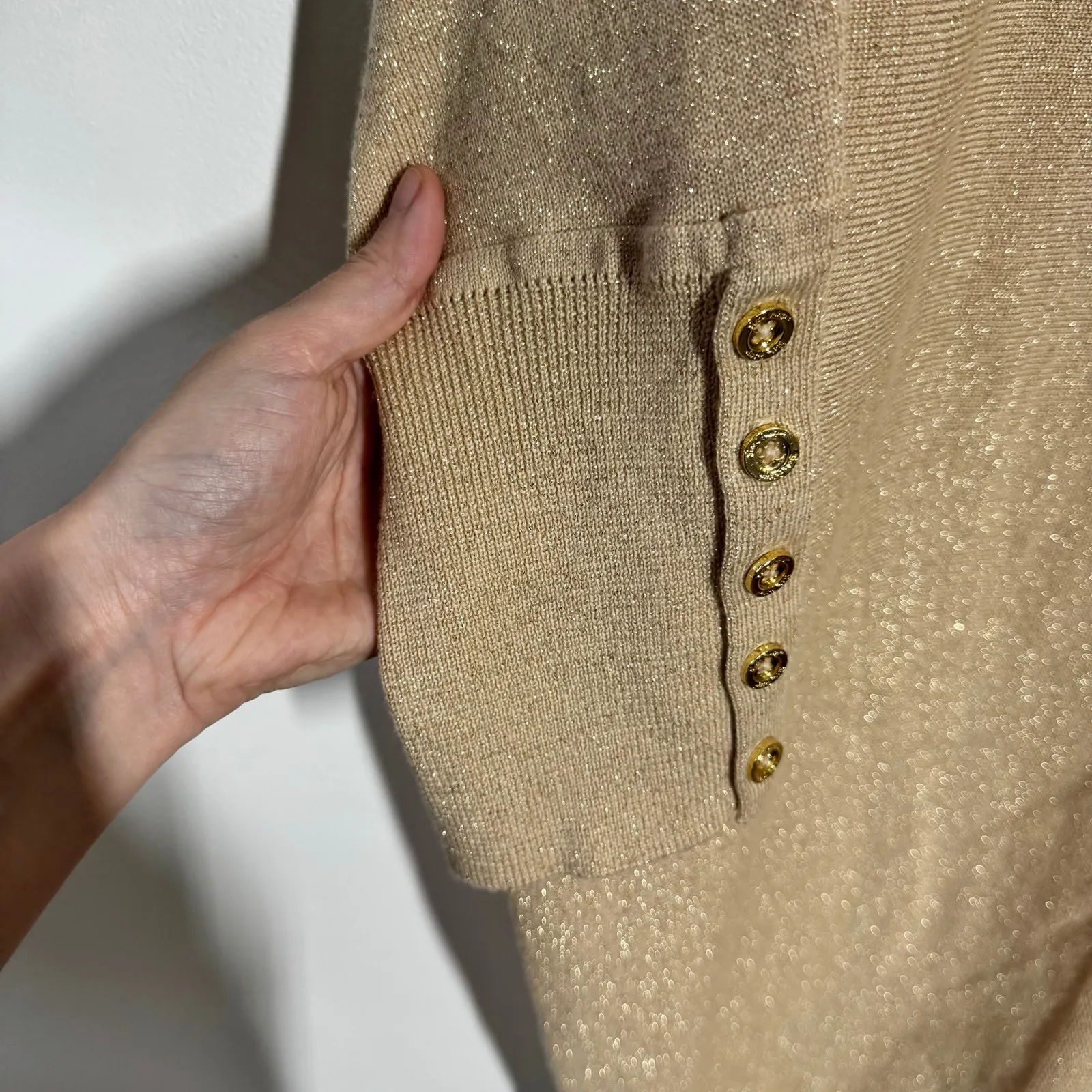 Lilly Pulitzer Bloomfield Sweater Dress NWT Women XL Gold Sparkle Merino Wool - Image 4