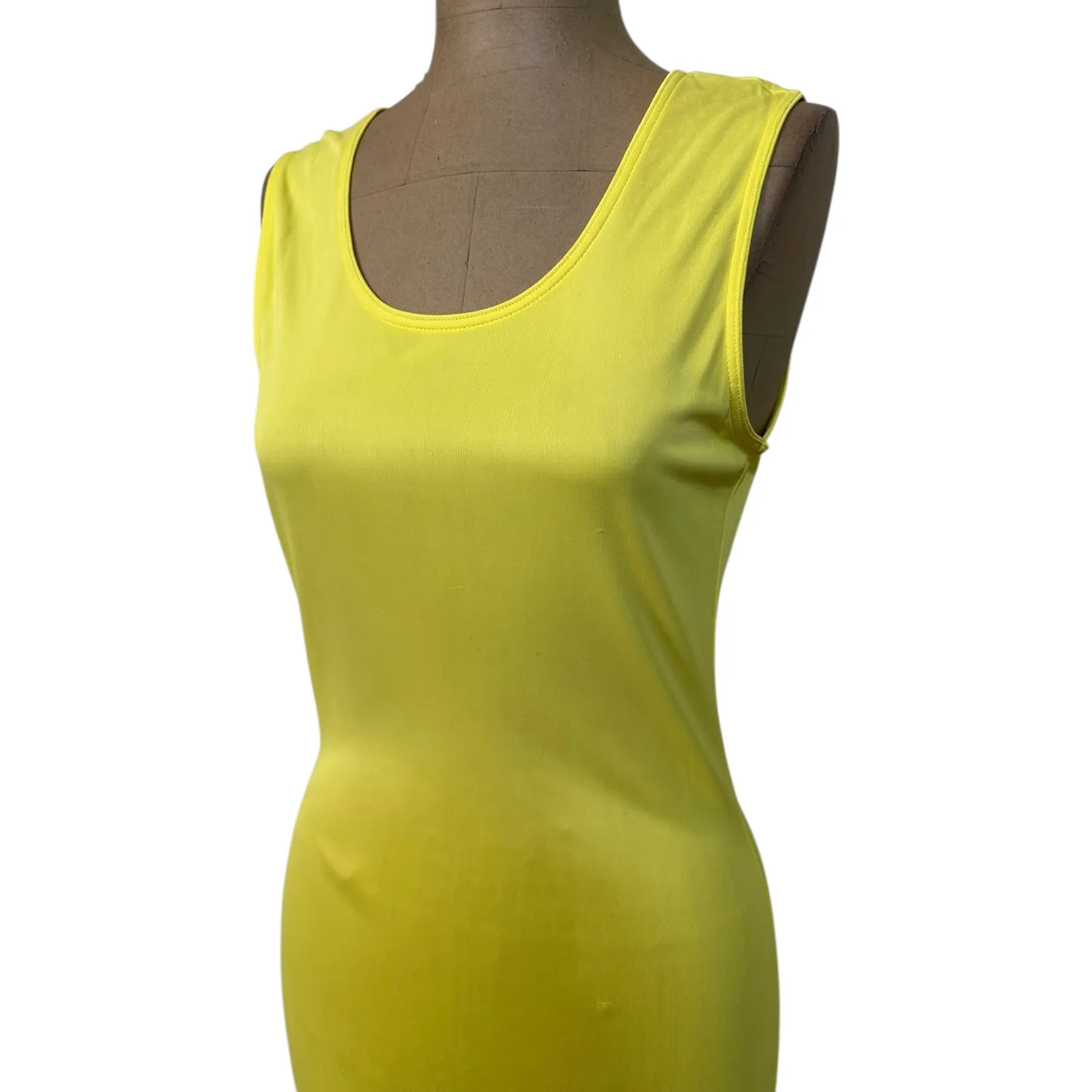 Versace V2 Vintage Maxi Dress Yellow Rayon Scoop Neck Sleeveless sz 44 Medium 8 - Image 5
