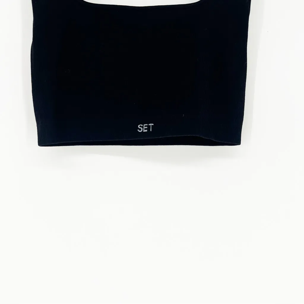 Set Active Square Neck Ribbed‎ Sports Bra XL Black - Image 4