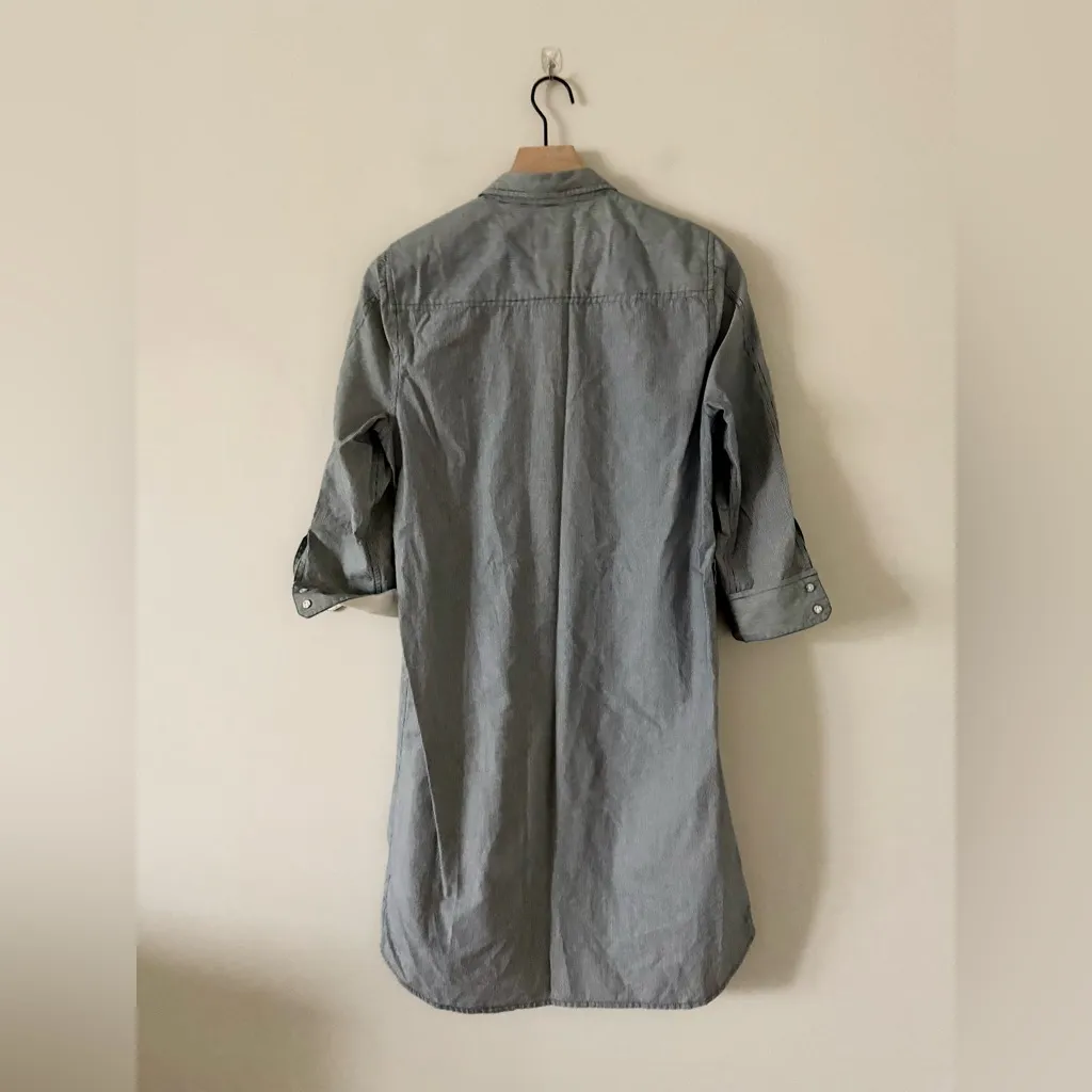 Calvin Klein Jeans Casual Button-Down Shirt Dress in Navy & White Thin Stripe M - Image 3