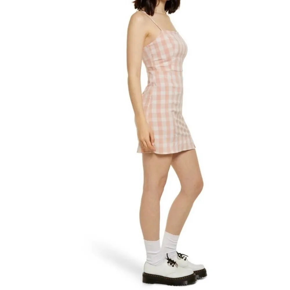 Nordstrom BP Mini‎ Dress in Coral White Gingham - Image 3