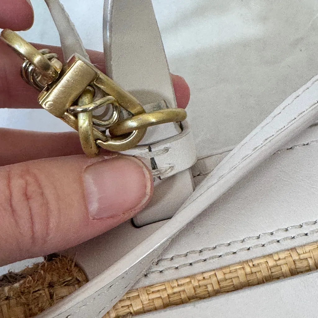 Zac Zac Posen Brigette Mini Crossbody Handbag Bag Purse Leather Raffia - Image 5