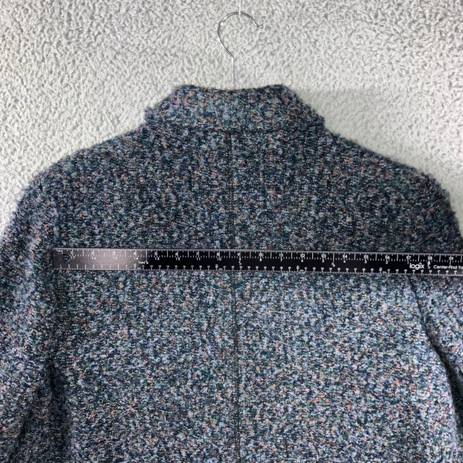 Vintage Holly Deb PeaCoat Women Large‎ Tweed Nubby Button Front Academia Blue - Image 8