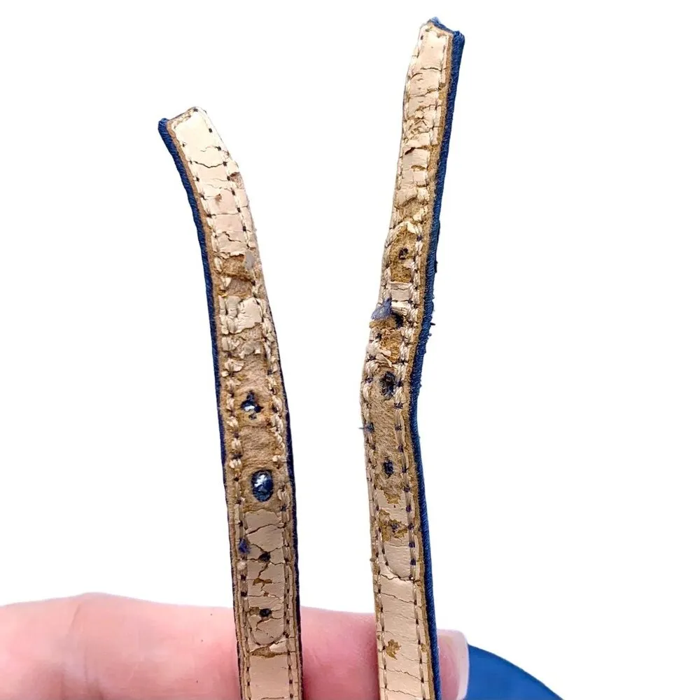 Alex Marie T-Strap Beaded Peep-Toe Dressy Heels Black Tie Fabric 7.5 Navy Blue - Image 9