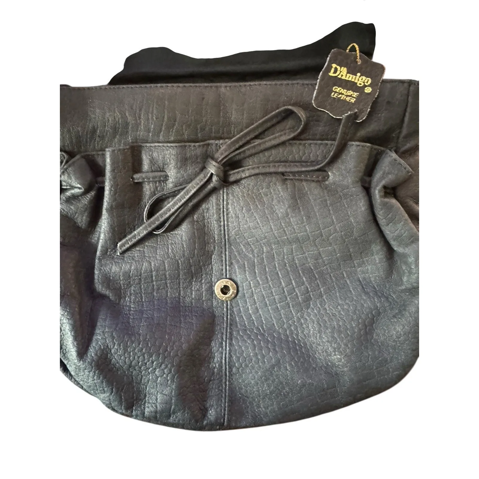 Black Soft D’Amigo Leather Crossbody Purse Bag Bohemian Festival Party READ - Image 4