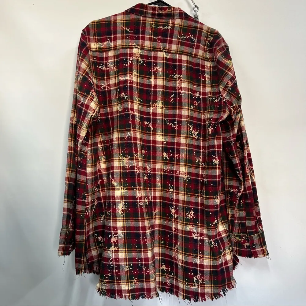 One 24 Rags Womens Flannel Plaid Raw Hem Long Sleeve Sz X - Image 2