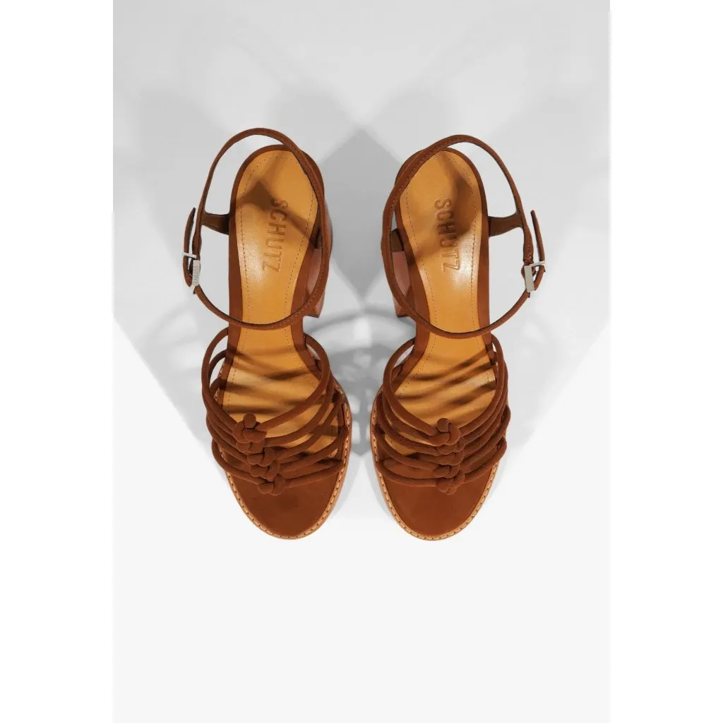 Schutz Sandy Sandals in Caramel Coffee Brown 8 with box Womens High Heels - Image 3