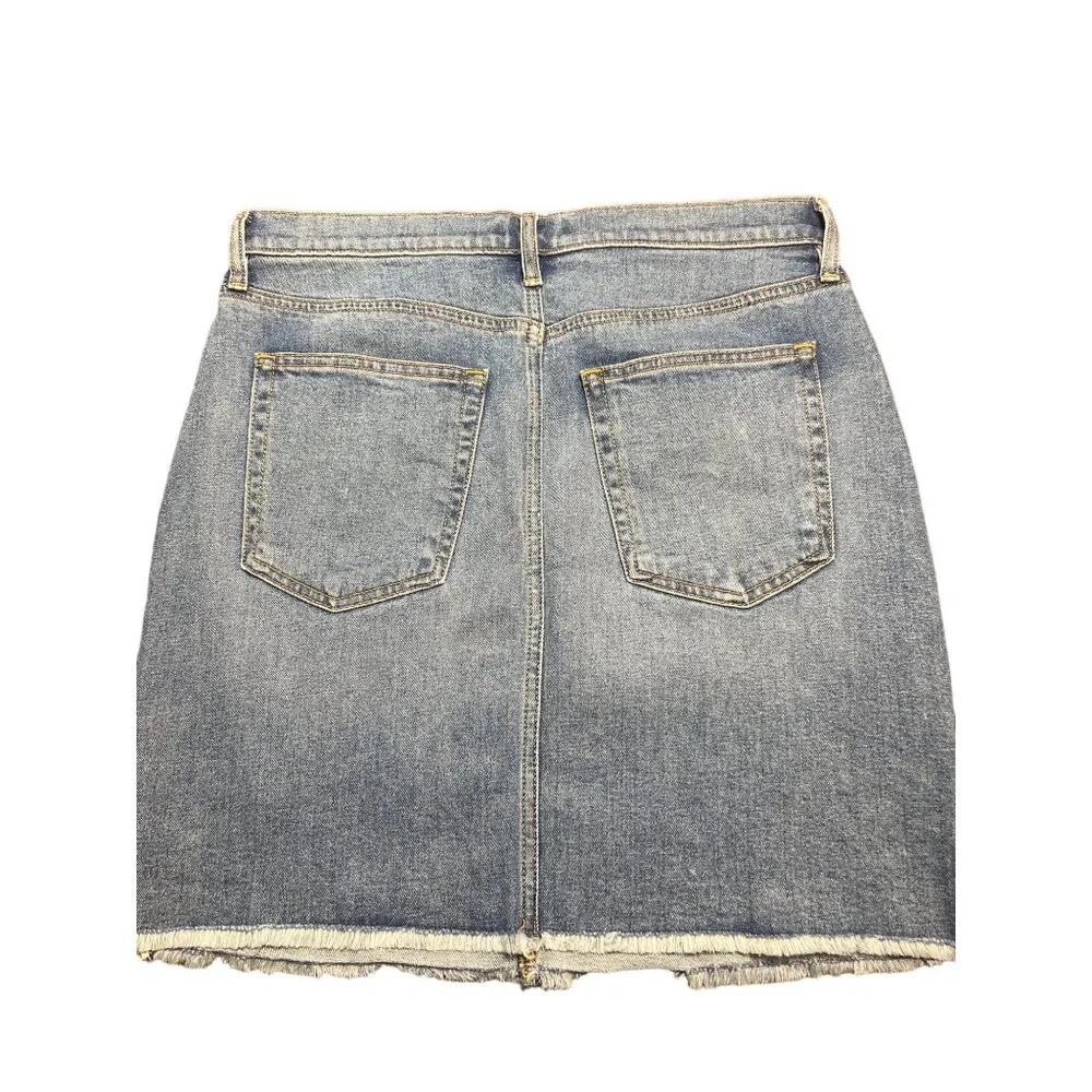 LOFT Denim Skirt Raw Hem Side Slits Size 6 Festival Boho Jeans - Image 3