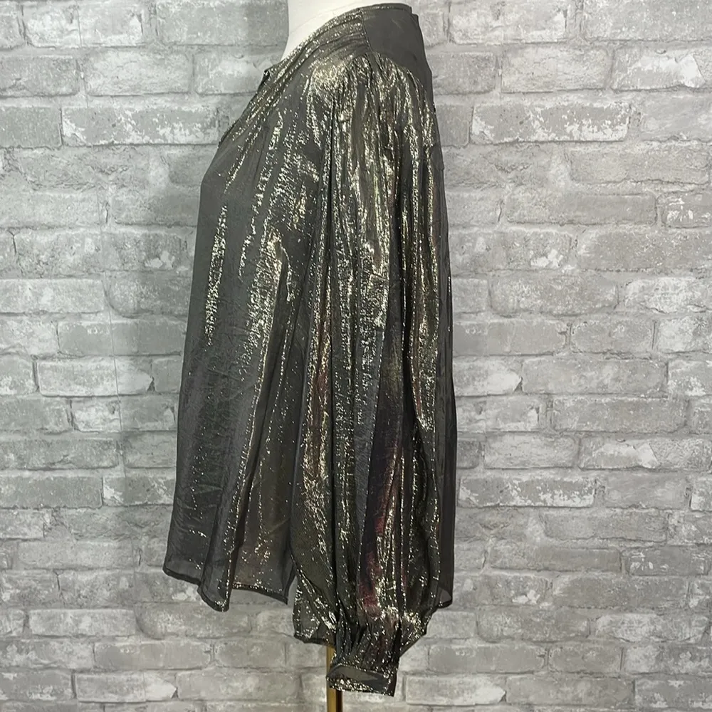 ASOS Gold Metallic Tie Blouse - Image 3