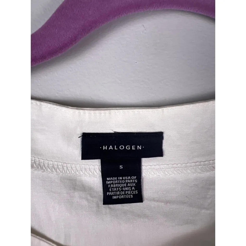 Halogen Small Asymmetrical Ruffle Top Red White Stripe Short Sleeve Cotton - Image 2