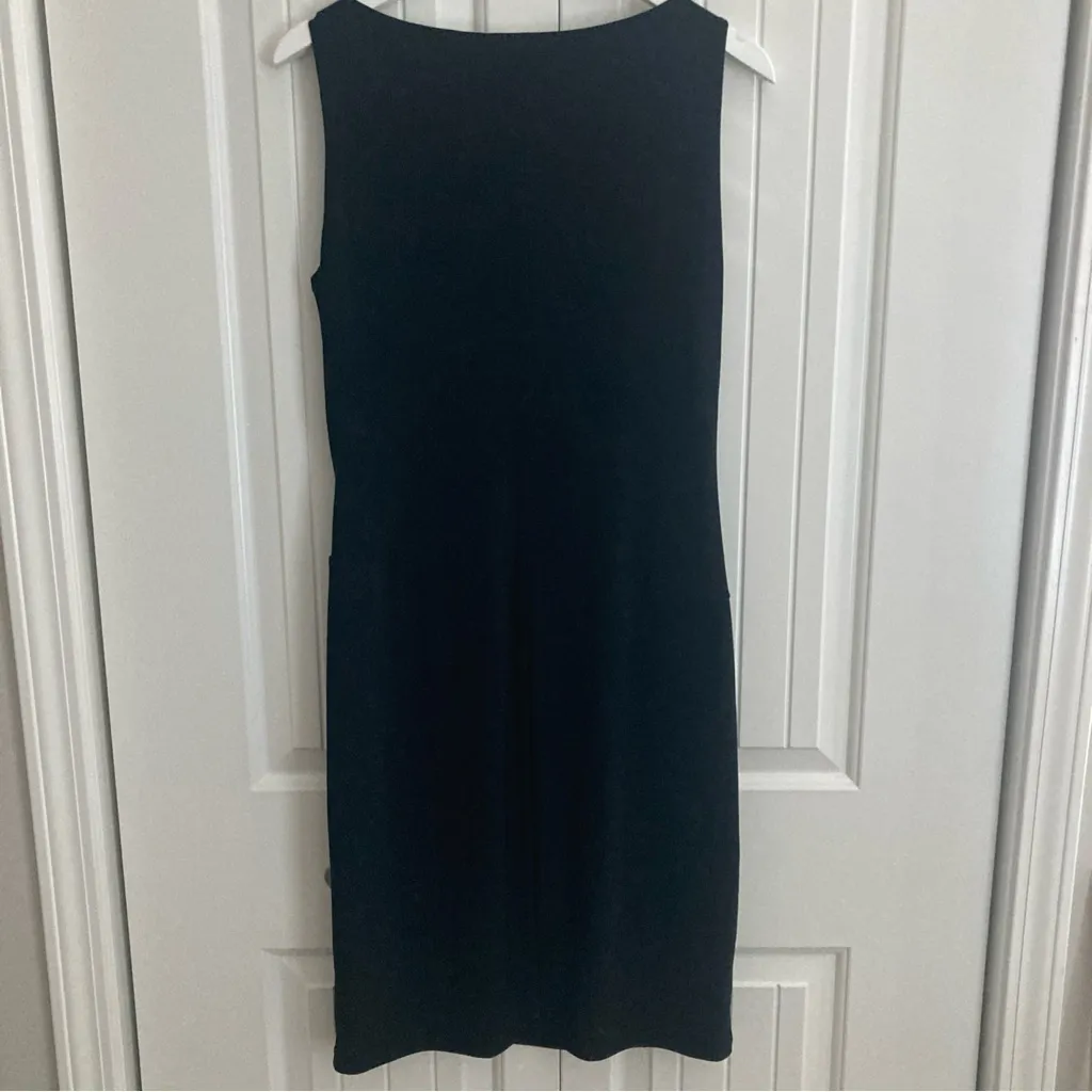 Lauren Ralph Lauren Midi Dress 12 Black Ruching Boat Neck Classic Staple Piece - Image 12