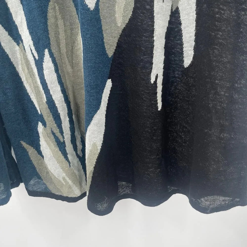 NIC + ZOE Shirt Size Petite Large Linen Blend Lagenlook Artsy Art To Wear Sheer - Image 5