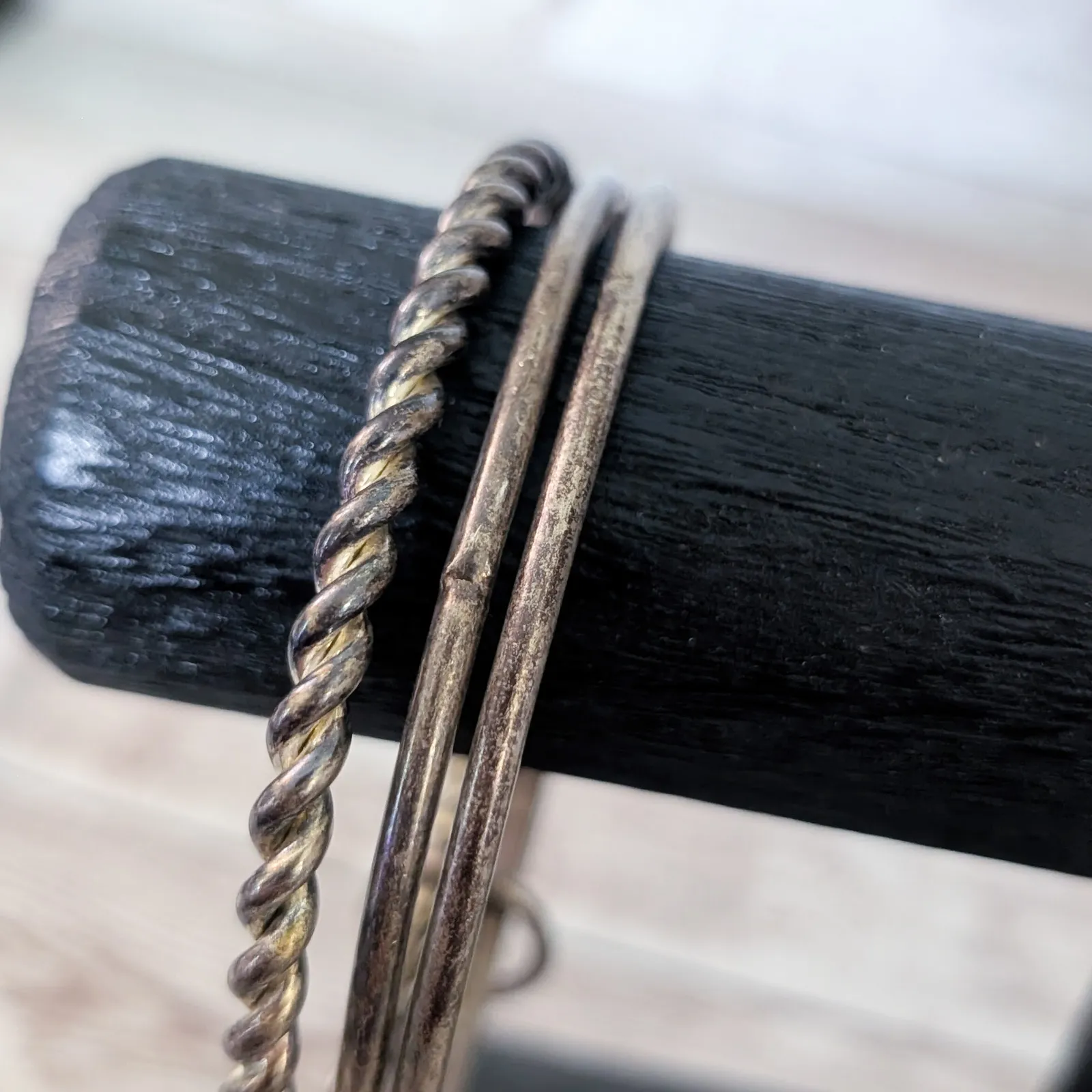 Vintage Bracelet 3 Bangles Linked Together - Image 2