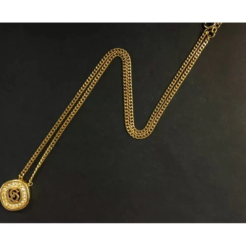 Christian Dior CD logo gold and crystal necklace - Image 4