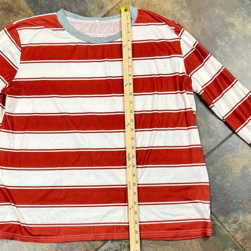 Women's Family Pajama Striped Xmas Christmas Matching Sleepwear Set 2XL Red Size XXL - Image 9