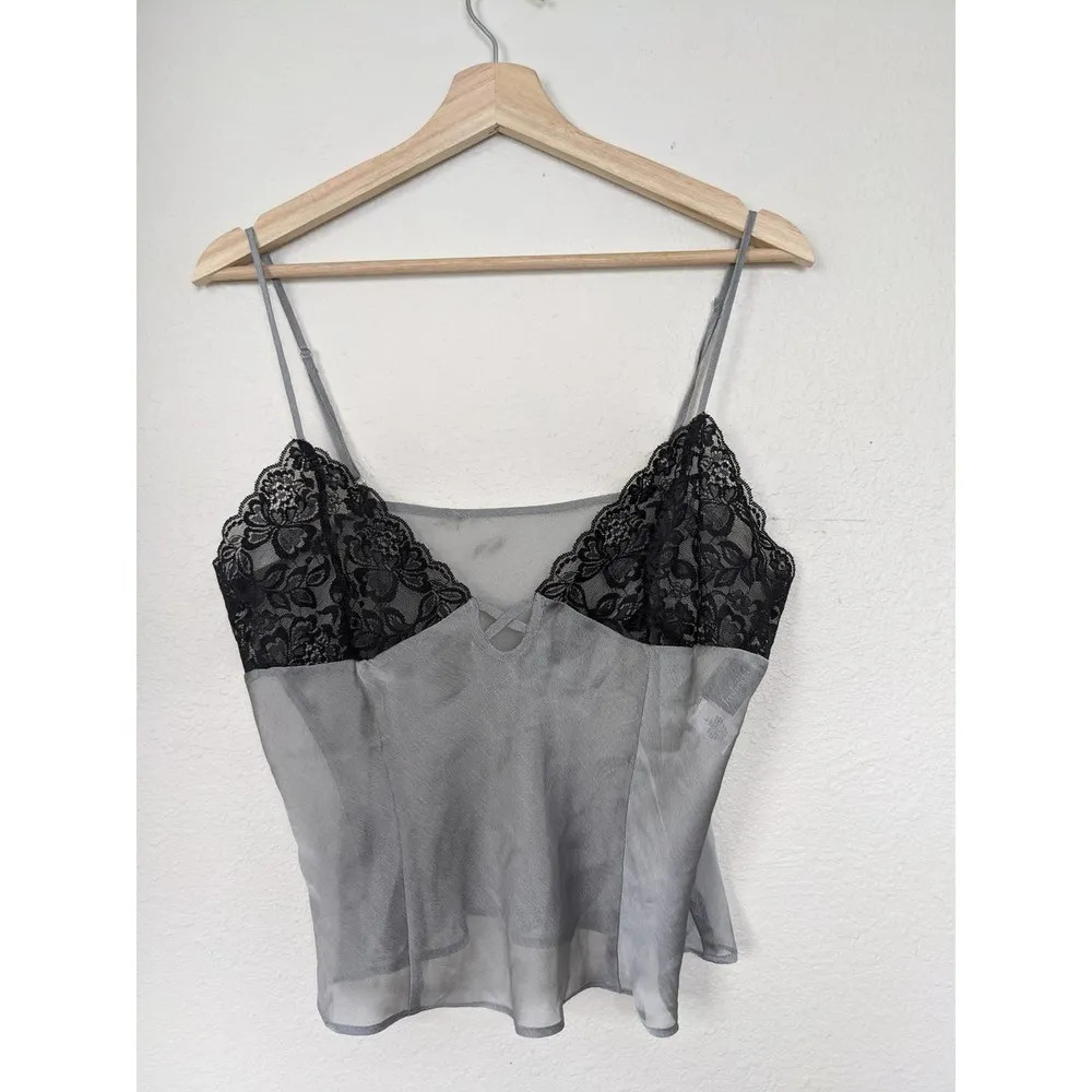 Lace Chiffon Cami V-Neck Crop Top Womens Size L - Image 2