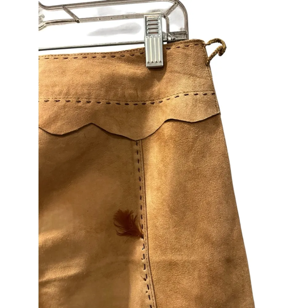 Rizal Vintage NWOT Leather Feathers Made In France Pants Women's Size 40 Medium Brown - Image 5