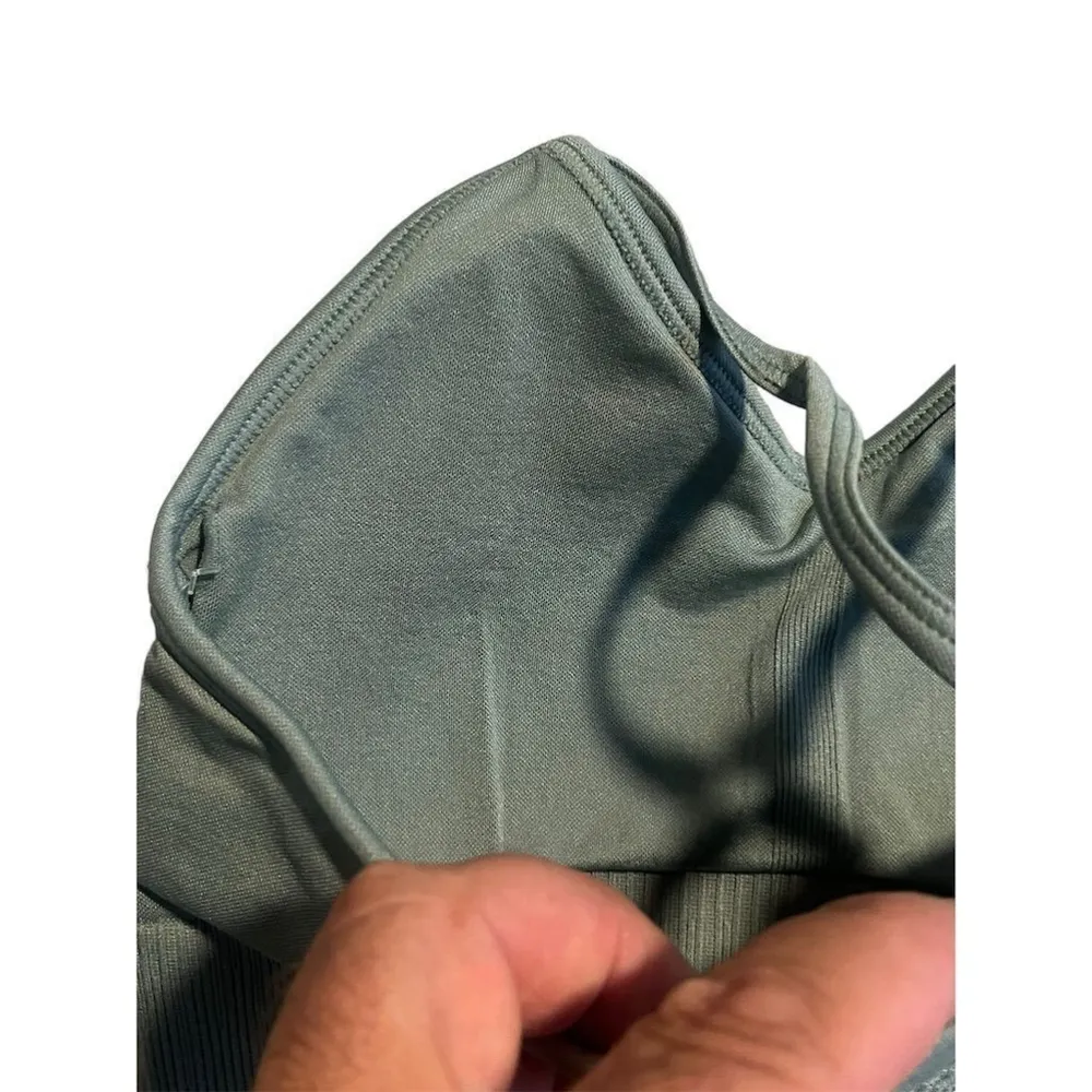 Yogalicious Sports Bra Womens Small Green Activewear Ribbed Perforated Yoga Gym - Image 3