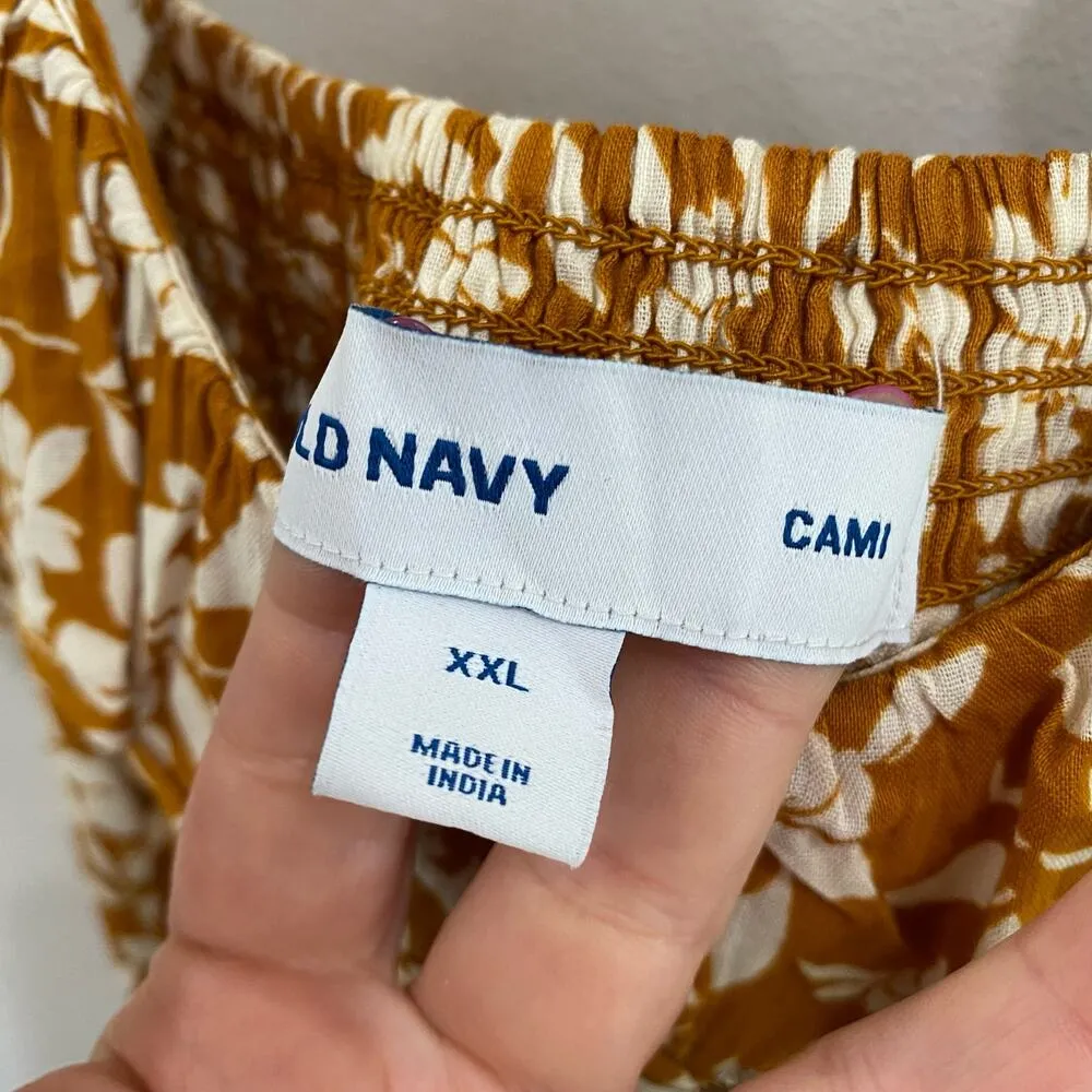 Old Navy Cami Sundress in Mustard Yellow Floral Spring Ruffle Sleeve Smocked - Image 6