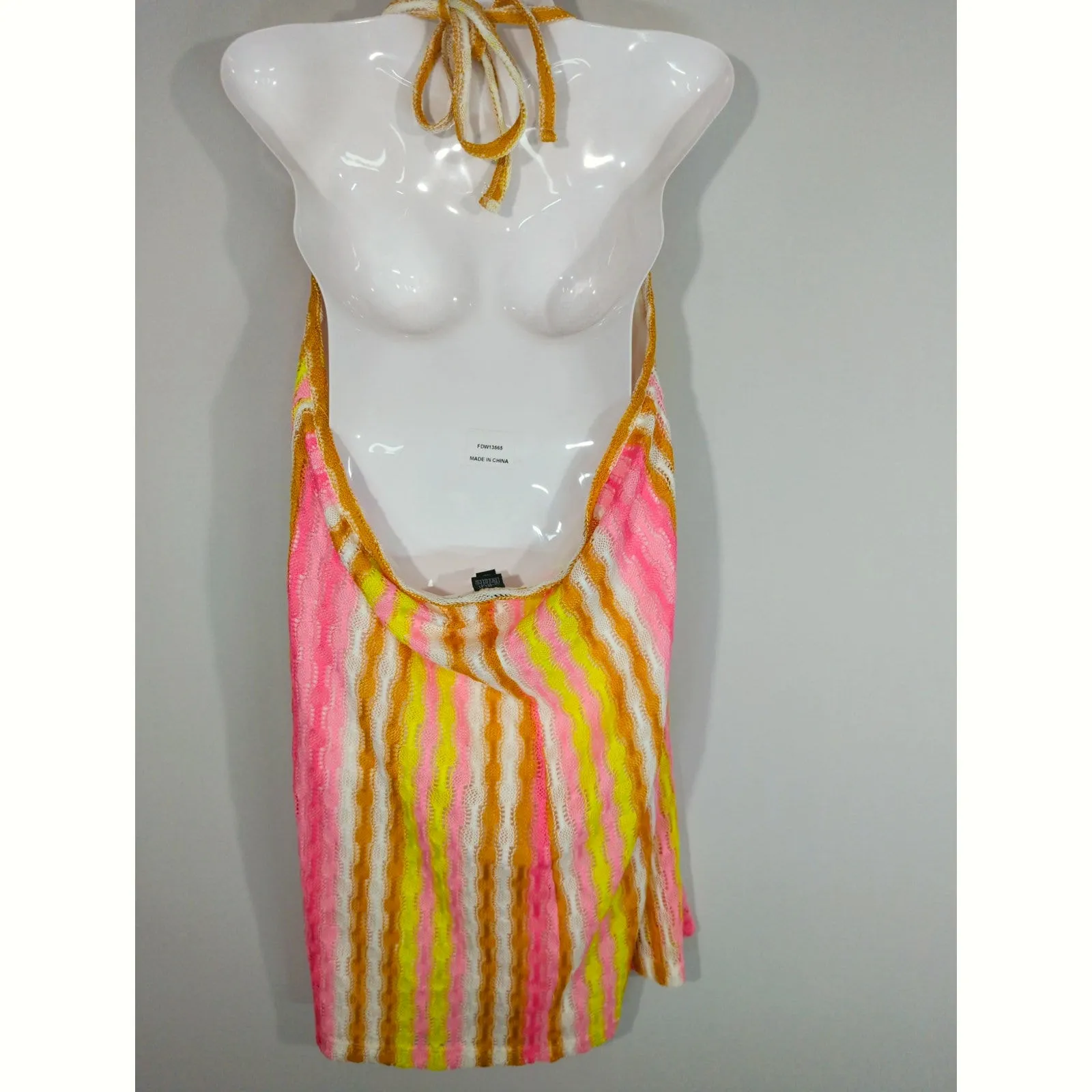 Wild Fable Multicolor Crochet Striped Halter Dress XXL NWT Vacation Coastal - Image 6