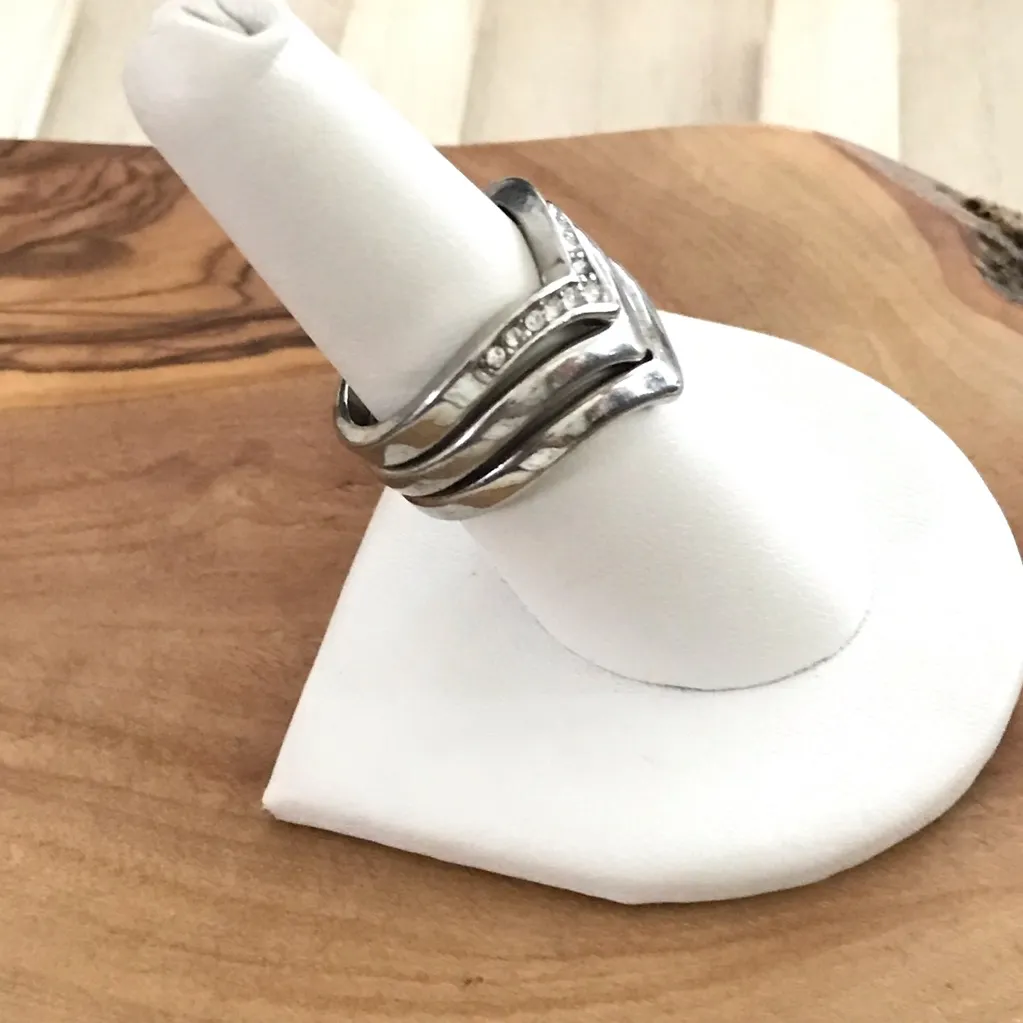 Silver Tone Stack Rings sized 7.75 - Image 2