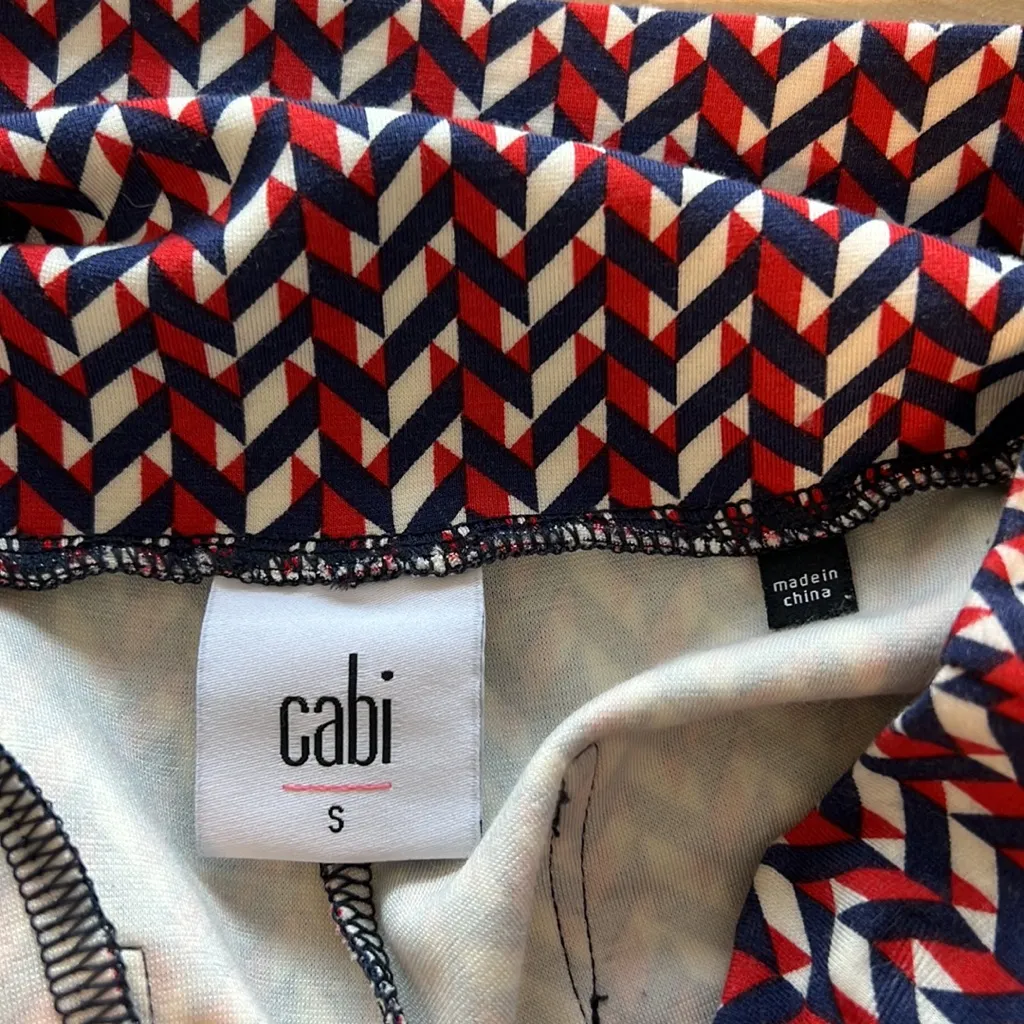 CAbi 5677 High Rise Geometric Chevron Print Wide Leg Stretchy Jersey Knit Pant S - Image 9