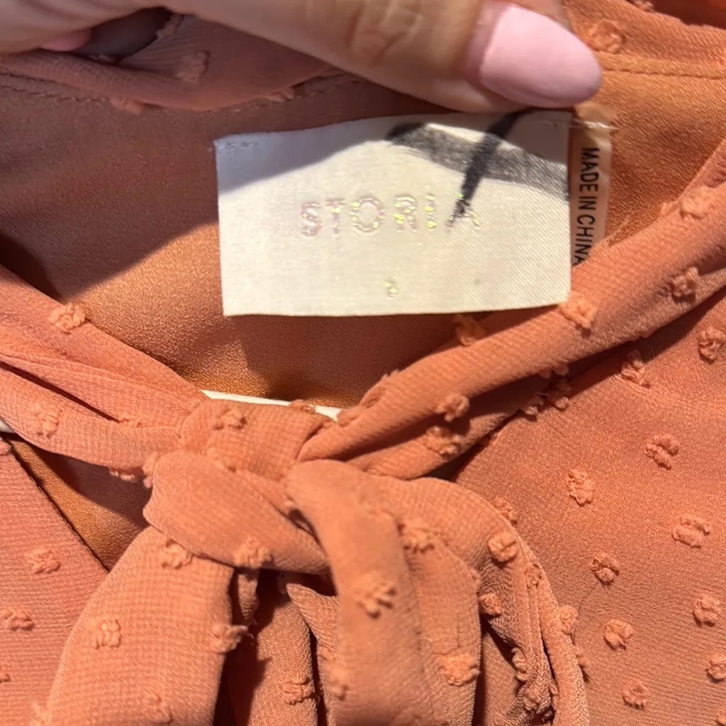 Storia Orange Ruffled Tie Front Mini Dress - Image 2