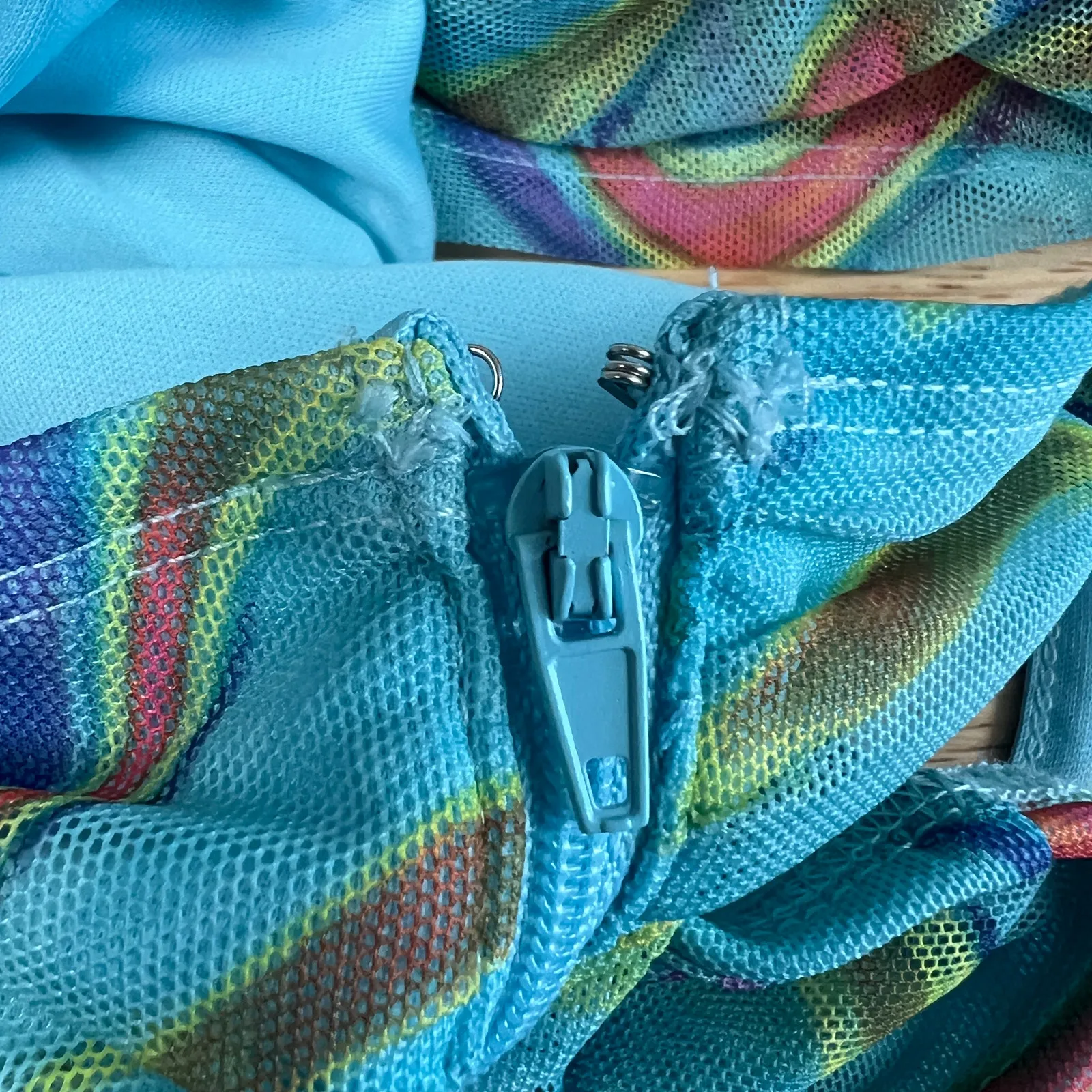 Wild Fable Women's Aqua Blue Wave Ruched Mesh Dress - Size Large - NWT - Image 9