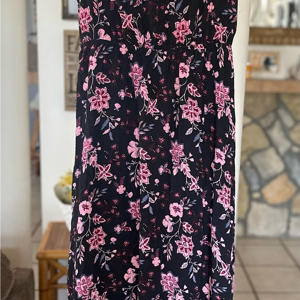 vintage Bongo black floral maxi dress size L Y2K - Image 3