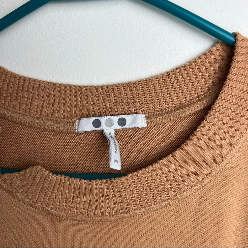Three dots Brushed Long Sleeve Contrast Rib Top Sweater Size Medium New Tan - Image 6