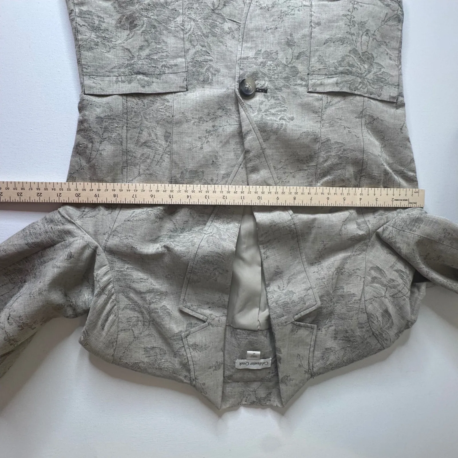 Coldwater Creek Floral Tapestry Linen Cotton Blazer Size 12 Jacket Boho Neutral - Image 9