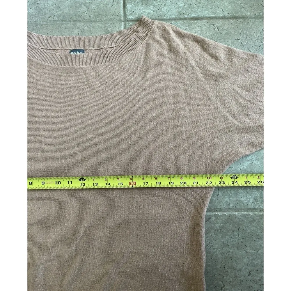 SOHO NY & Co Bat Wing Cuffed Sleeve Metallic Rose Sz Large Sweater 90’s Y2K - Image 5