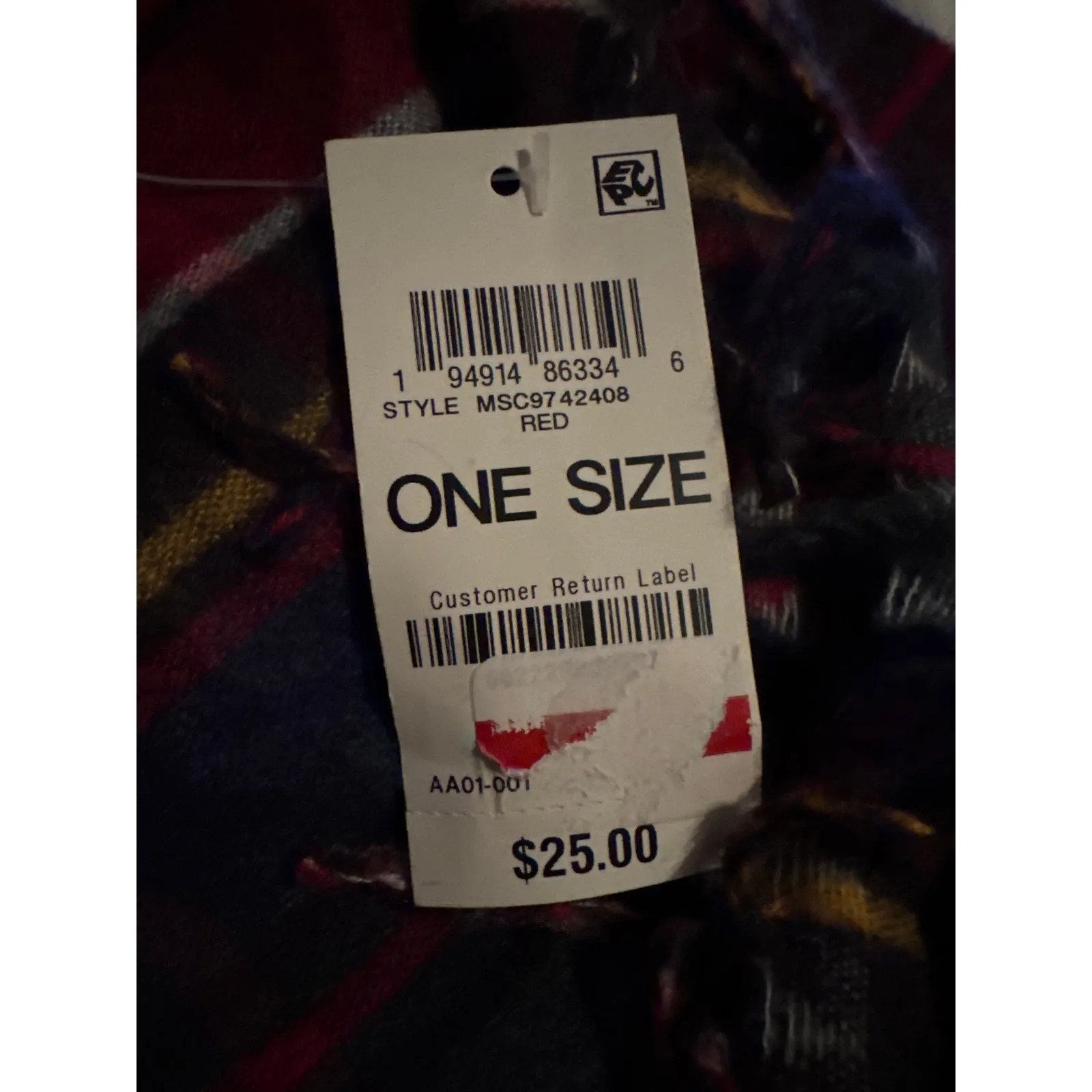 Brand New Style & Co Women's Size OS Red Green Plaid Scarf Wrap Christmas - Image 4