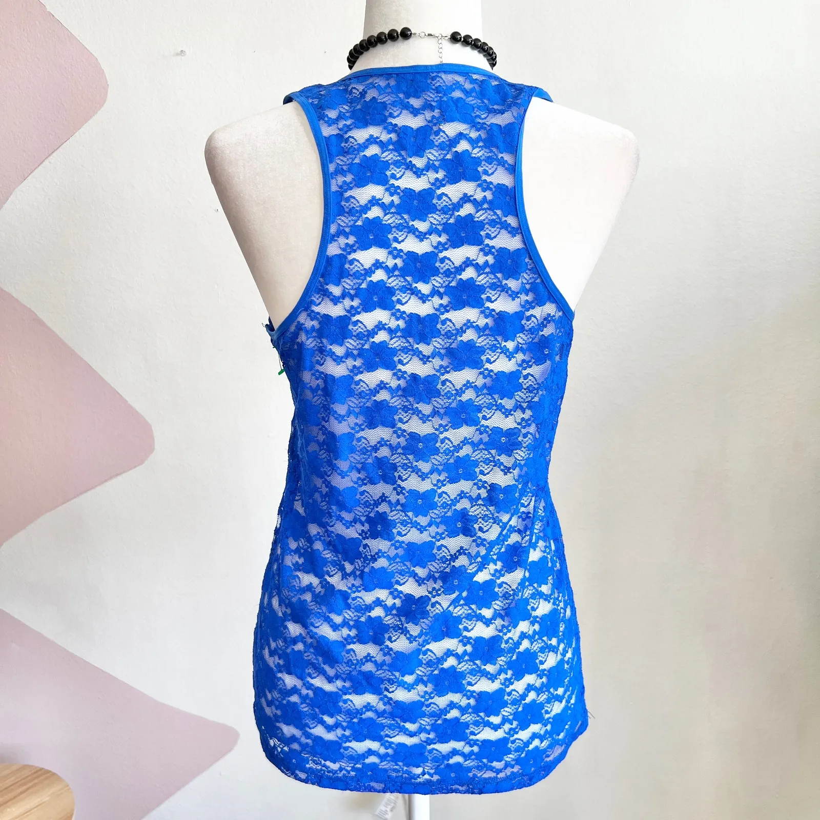 Blue Lace Tank Top, Coquette Soft Girl Balletcore Y2K Romantic Angelcore‎ Large - Image 3
